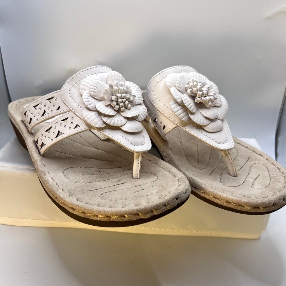 Cliffs by White Mountain Cynthia-White Rhinestones. 8W-Thong 1 1/2" Heel-Comfy - Picture 5 of 16